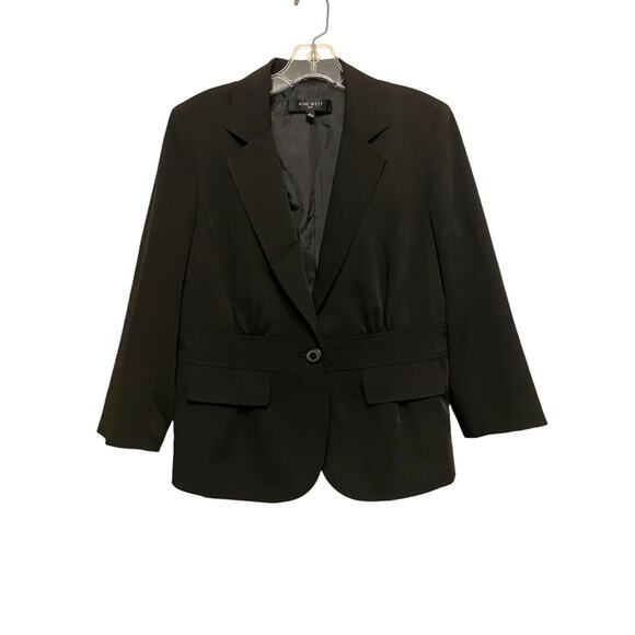 Nine West Suit Blazer Jacket Women Size 10‎ Black 1 Button Career Office NWT - Picture 1 of 5